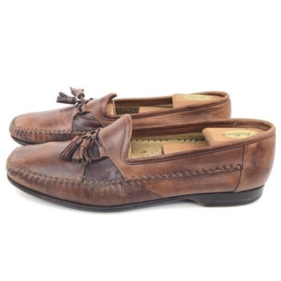 Santoni Brown Leather Kiltie Tassel Loafers 11D main image 10